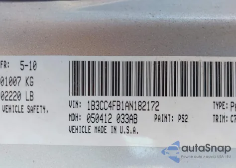 2010 Dodge Avenger Sxt z USA, uszkodzony, nr VIN 1B3CC4FB1AN182172